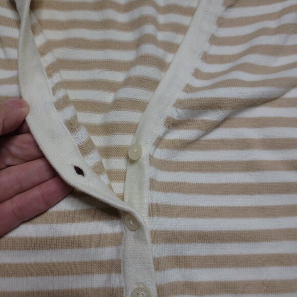 TOMMY HILFIGER womens TOP shirt STRIPED cream TAN sweater CARDIGAN SIZE M - Picture 6 of 8